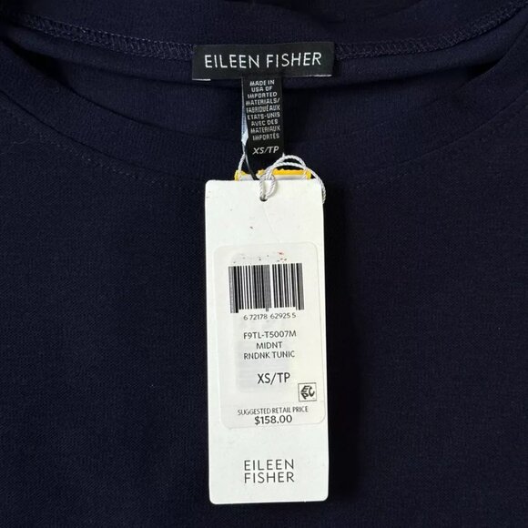 NWT EILEEN FISHER Midnight Navy Light-Weight Washable Stretch Crepe Tunic XS 2 4 - Picture 3 of 6